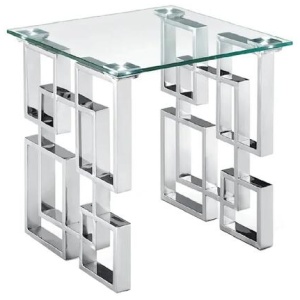 Royale Silver Side Table - White Marble