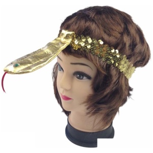 SEQUIN EGYPTIAN Headband Flapper Headpiece w Snake Fancy Dress Costume Cleopatra