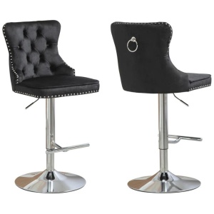 Sahara Black Barstool with Silver Stand -Set of 2