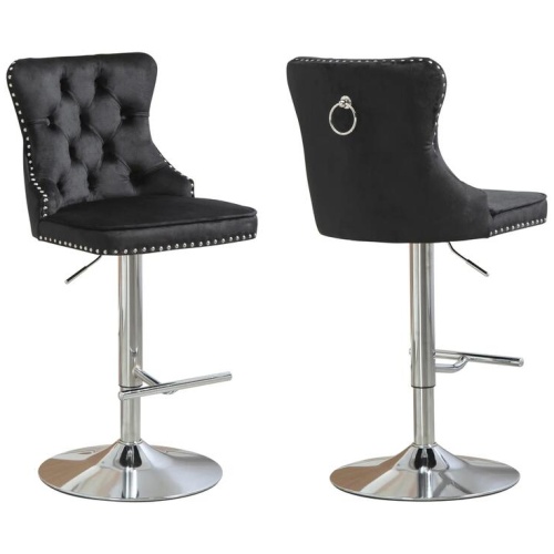 Sahara Black Barstool with Silver Stand -Set of 2