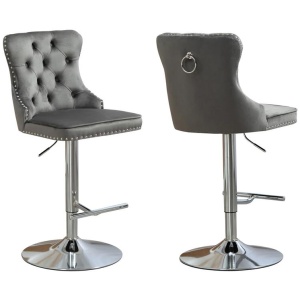 Sahara Dark Grey Barstool with Silver Stand -Set of 2