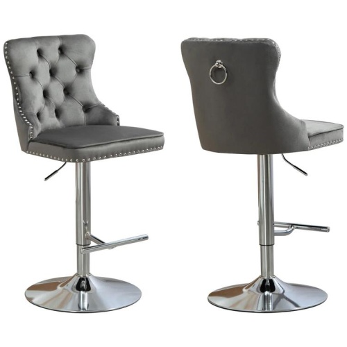 Sahara Dark Grey Barstool with Silver Stand -Set of 2