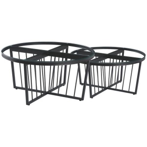 Salina Coffee Table 80cm Black Base -Clear Glass