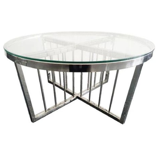Salina Coffee Table 80cm Silver Base -Clear Glass