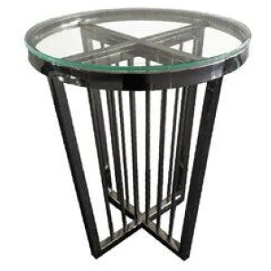 Salina Side Table 45cm Gold Base - Clear Glass