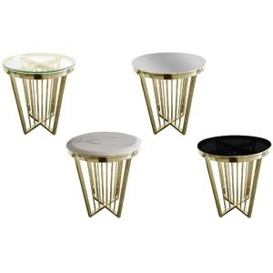 Salina Side Table 45cm Gold Base - White Marble