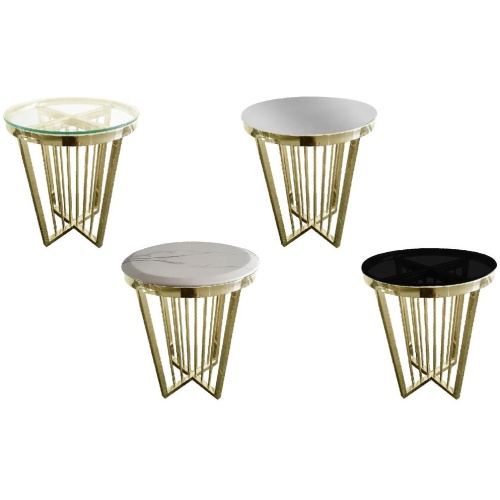 Salina Side Table 45cm Gold Base - White Marble