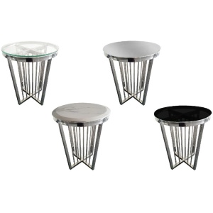 Salina Side Table 45cm Silver Base - Black Glass