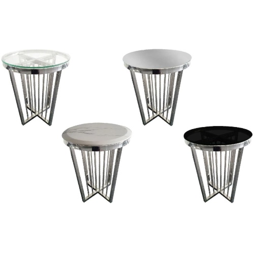 Salina Side Table 45cm Silver Base - Black Glass