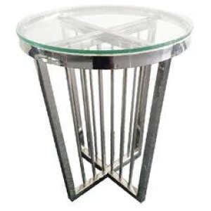 Salina Side Table 45cm Silver Base - Clear Glass