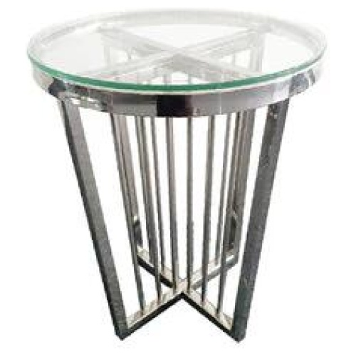 Salina Side Table 45cm Silver Base - Clear Glass