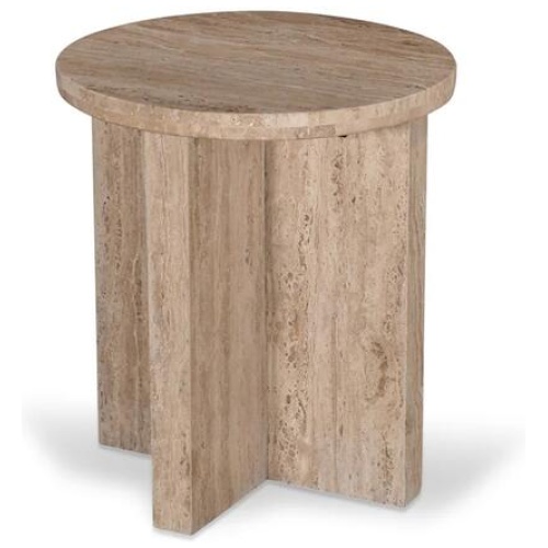 Sanya 45cm Travertine Top Round Side Table by Interior Secrets - AfterPay Available
