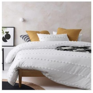 Serapian White Quilt Cover by Vintage Design Homeware Queen