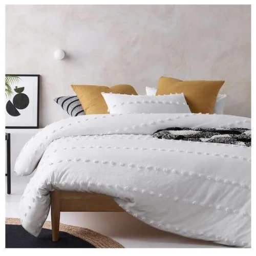 Serapian White Quilt Cover by Vintage Design Homeware Queen