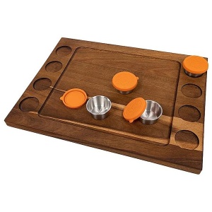 Serving Tray Double Sided Charcuterie Board 8 Sauce Cups Gift