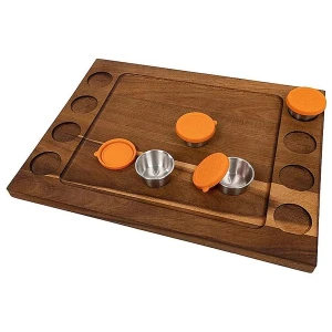 Serving Tray Double Sided Charcuterie Board 8 Sauce Cups Gift