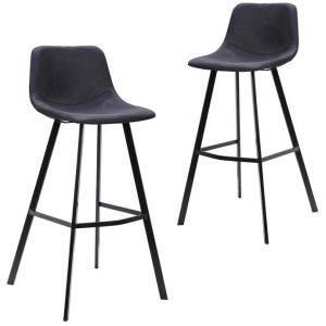 Set Of 2 - Duke 80cm Fabric Bar Stool in Black by Interior Secrets - AfterPay Available