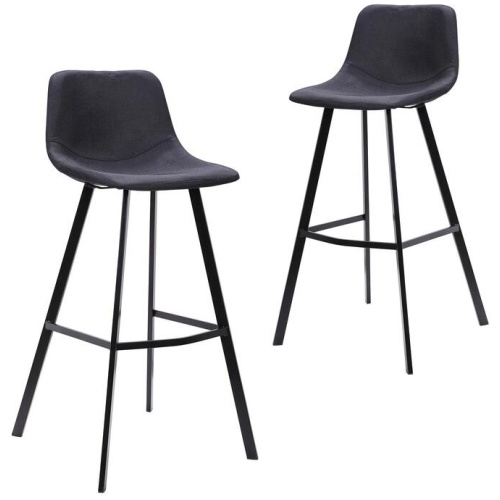 Set Of 2 - Duke 80cm Fabric Bar Stool in Black by Interior Secrets - AfterPay Available