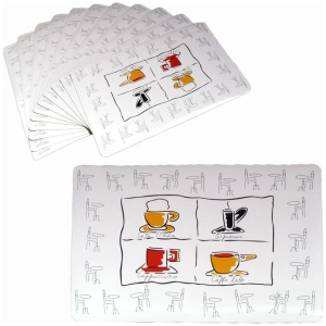 Set of 12 PVC Easy Care Placemats - Coffee House