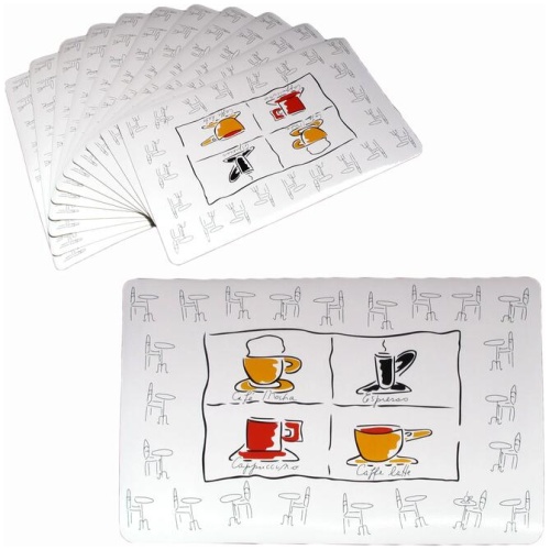 Set of 12 PVC Easy Care Placemats - Coffee House