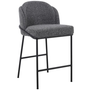 Set of 2 - Abiram 65cm Bar Stool - Anthracite Grey Boucle by Interior Secrets - AfterPay Available