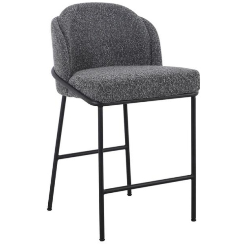 Set of 2 - Abiram 65cm Bar Stool - Anthracite Grey Boucle by Interior Secrets - AfterPay Available
