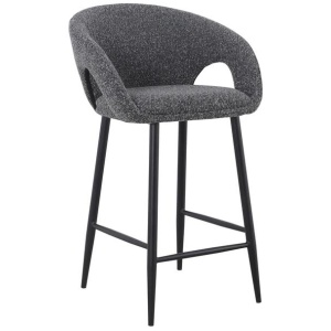 Set of 2 - Albinus 65cm Bar Stool - Anthracite Grey Boucle by Interior Secrets - AfterPay Available