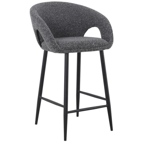 Set of 2 - Albinus 65cm Bar Stool - Anthracite Grey Boucle by Interior Secrets - AfterPay Available