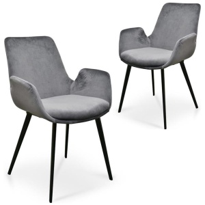 Set of 2 Alice Dining Chair - Dark Grey Velvet by Interior Secrets - AfterPay Available