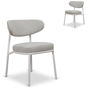 Set of 2 - Ambrosi White Dining Chair - Clay Grey by Interior Secrets - AfterPay Available