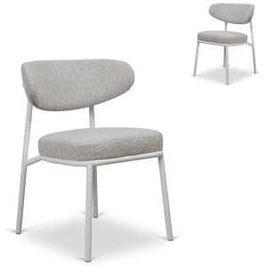 Set of 2 - Ambrosi White Dining Chair - Clay Grey by Interior Secrets - AfterPay Available