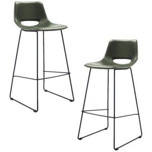 Set of 2 - Bernard Faux Leather Bar Stool - Dark Green by Interior Secrets - AfterPay Available