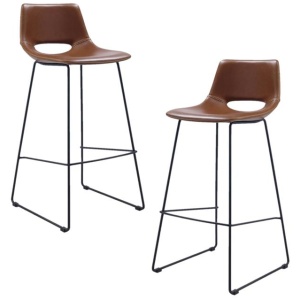 Set of 2 - Bernard Faux Leather Bar Stool - Light Brown by Interior Secrets - AfterPay Available