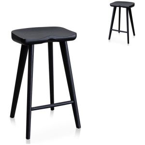 Set of 2 - Bethan 65cm Wooden Bar stool - Black by Interior Secrets - AfterPay Available