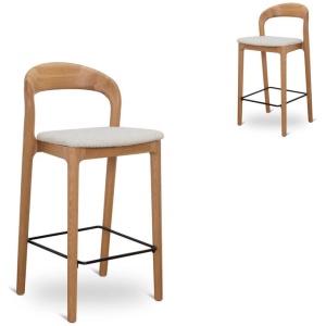 Set of 2 - Caspar 65cm Natural Bar Stool - Beige by Interior Secrets - AfterPay Available