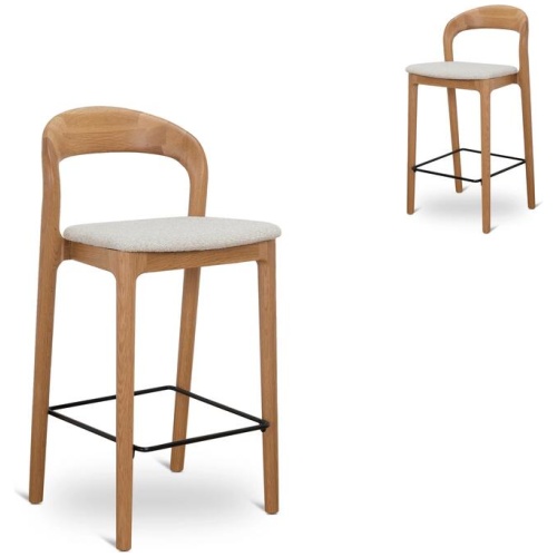 Set of 2 - Caspar 65cm Natural Bar Stool - Beige by Interior Secrets - AfterPay Available