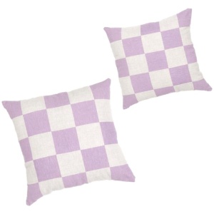 Set of 2 - Check 40cm Square Cushion - Lavender by Interior Secrets - AfterPay Available