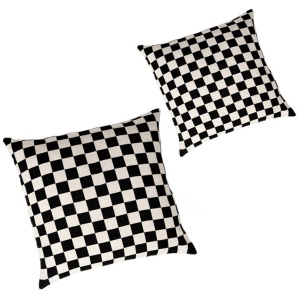 Set of 2 - Check 50cm Square Cushion - Black by Interior Secrets - AfterPay Available