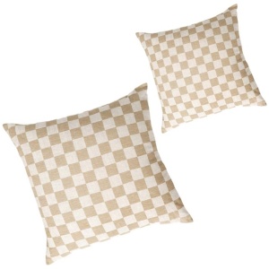 Set of 2 - Check 50cm Square Cushion - Fawn by Interior Secrets - AfterPay Available