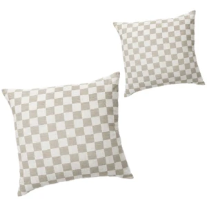 Set of 2 - Check 50cm Square Cushion - Mist by Interior Secrets - AfterPay Available