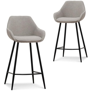 Set of 2 - Cody 68cm Fabric Bar Stool - Beige by Interior Secrets - AfterPay Available