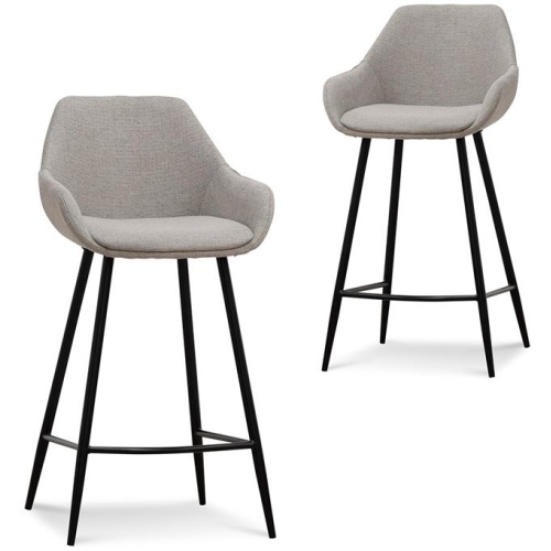 Set of 2 - Cody 68cm Fabric Bar Stool - Beige by Interior Secrets - AfterPay Available