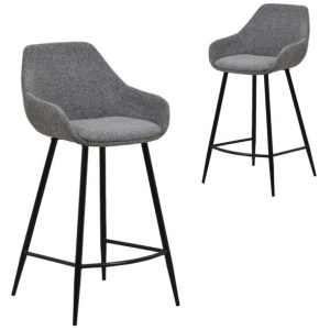 Set of 2 - Cody 68cm Fabric Bar Stool - Spec Charcoal by Interior Secrets - AfterPay Available