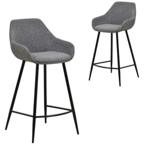 Set of 2 - Cody 68cm Fabric Bar Stool - Spec Charcoal by Interior Secrets - AfterPay Available