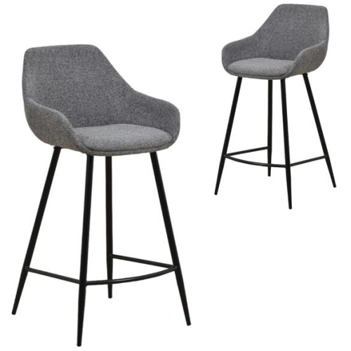 Set of 2 - Cody 68cm Fabric Bar Stool - Spec Charcoal by Interior Secrets - AfterPay Available