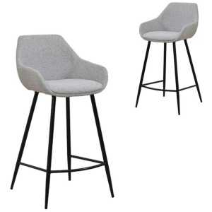 Set of 2 - Cody 68cm Fabric Bar Stool - Spec Grey by Interior Secrets - AfterPay Available