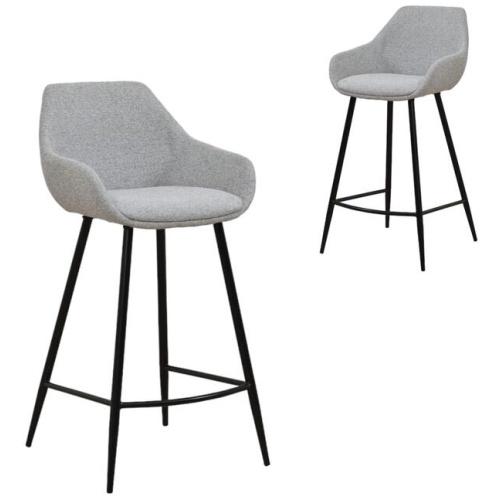 Set of 2 - Cody 68cm Fabric Bar Stool - Spec Grey by Interior Secrets - AfterPay Available