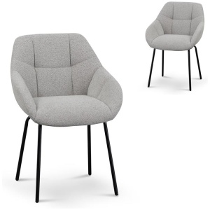 Set of 2 - Danilo Fabric Dining Chair - Spec Grey by Interior Secrets - AfterPay Available