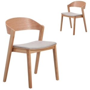 Set of 2 - Davis Natural Dining Chair - Grey Seat by Interior Secrets - AfterPay Available