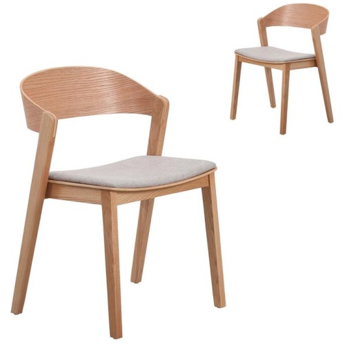 Set of 2 - Davis Natural Dining Chair - Grey Seat by Interior Secrets - AfterPay Available